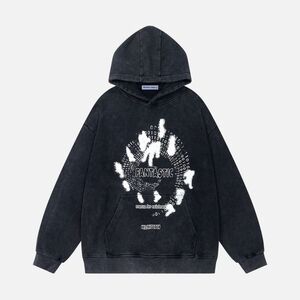 AELFRIC EDEN ABSTRACT SHADOW PRINT WASHED HOODIE